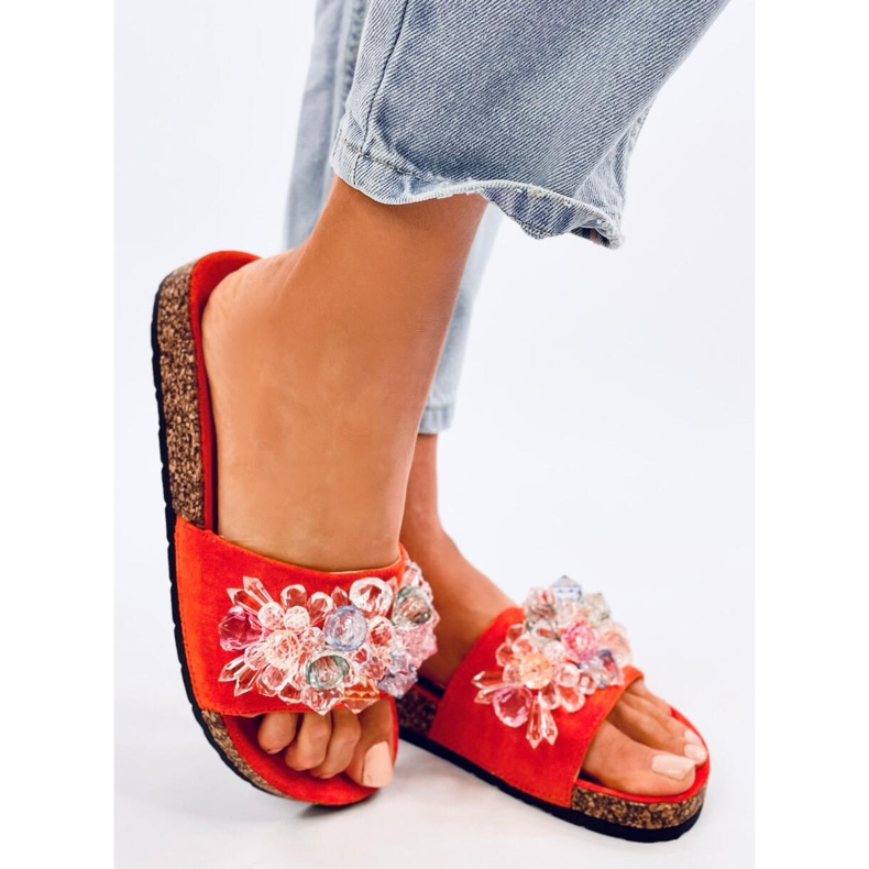 Tongs en liège avec pierres Maliv Orange 2