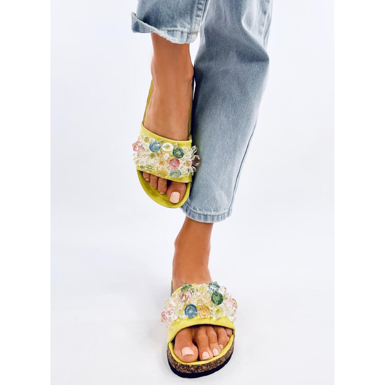 Tongs en liège avec pierres Maliv Green vert 1