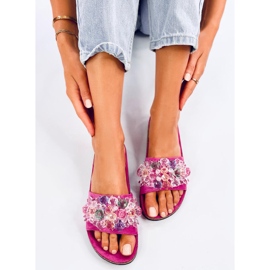 Tongs en liège avec pierres Maliv Fuchsia rose 3