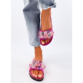 Tongs en liège avec pierres Maliv Fuchsia rose 1
