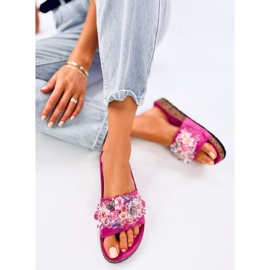 Tongs en liège avec pierres Maliv Fuchsia rose 5