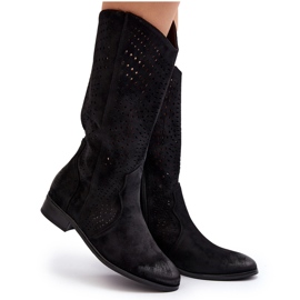Vinceza Bottines Mi-mollet Ajourées Noir Kleorelia le noir 9