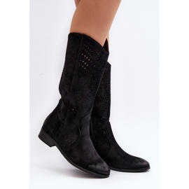 Vinceza Bottines Mi-mollet Ajourées Noir Kleorelia le noir 2