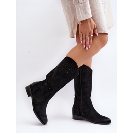 Vinceza Bottines Mi-mollet Ajourées Noir Kleorelia le noir 3