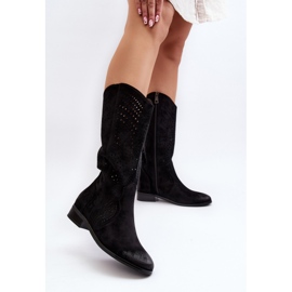 Vinceza Bottines Mi-mollet Ajourées Noir Kleorelia le noir 4