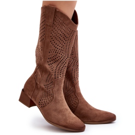 Vinceza Bottines Ajourées à Petits Talons Marron Walea brun 9