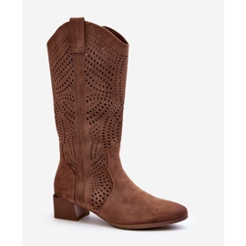 Vinceza Bottines Ajourées à Petits Talons Marron Walea brun 1