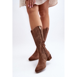 Vinceza Bottines Ajourées à Petits Talons Marron Walea brun 5