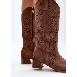 Vinceza Bottines Ajourées à Petits Talons Marron Walea brun 6