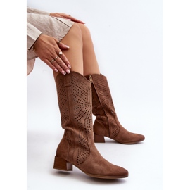 Vinceza Bottines Ajourées à Petits Talons Marron Walea brun 8
