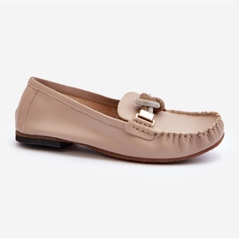 Mocassins En Cuir Pour Femme Avec Décoration Laura Messi 2761 Beige 1