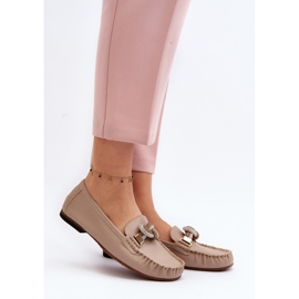 Mocassins En Cuir Pour Femme Avec Décoration Laura Messi 2761 Beige 2