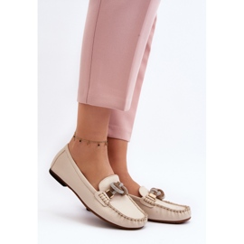 Mocassins En Cuir Pour Femme Avec Décoration Laura Messi 2761 Beige Clair 2