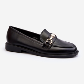 Mocassins en cuir écologique à talon plat pour femmes Noir Vimedia 2