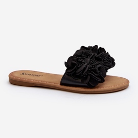 Tongs à fleurs pour femmes noires Eelfan le noir 2