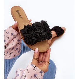 Tongs à fleurs pour femmes noires Eelfan le noir 9