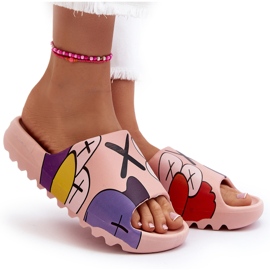 Tongs en caoutchouc à imprimé monstres roses 6