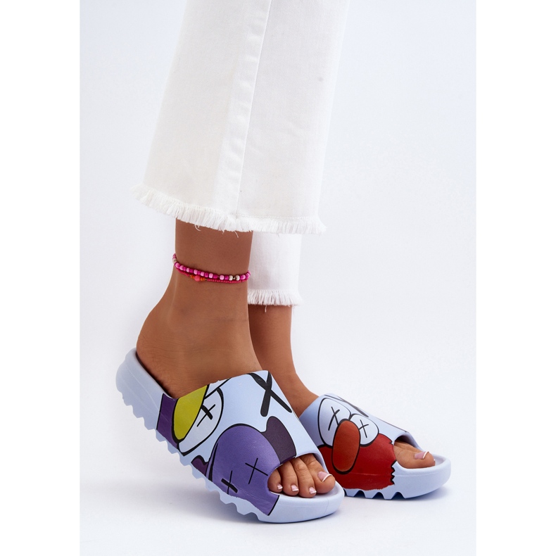 Tongs en caoutchouc à imprimé monstres bleus 1