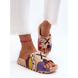 Tongs en caoutchouc à imprimé monstres beige foncé 3