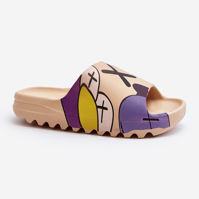 Tongs en caoutchouc à imprimé monstres beige foncé 1