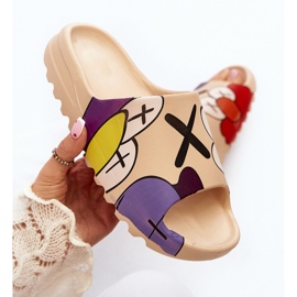 Tongs en caoutchouc à imprimé monstres beige foncé 5
