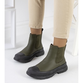 Bottines Chelsea en cuir écologique vert Loree 1