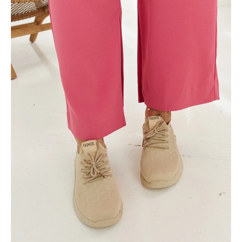 Baskets Mira en tissu beige 1