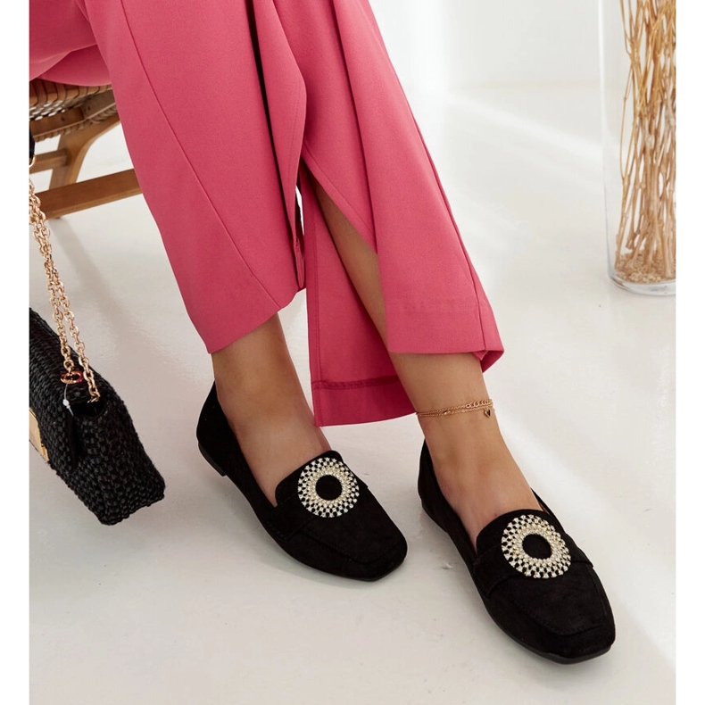 Mocassins noirs ornés de strass Celena 2
