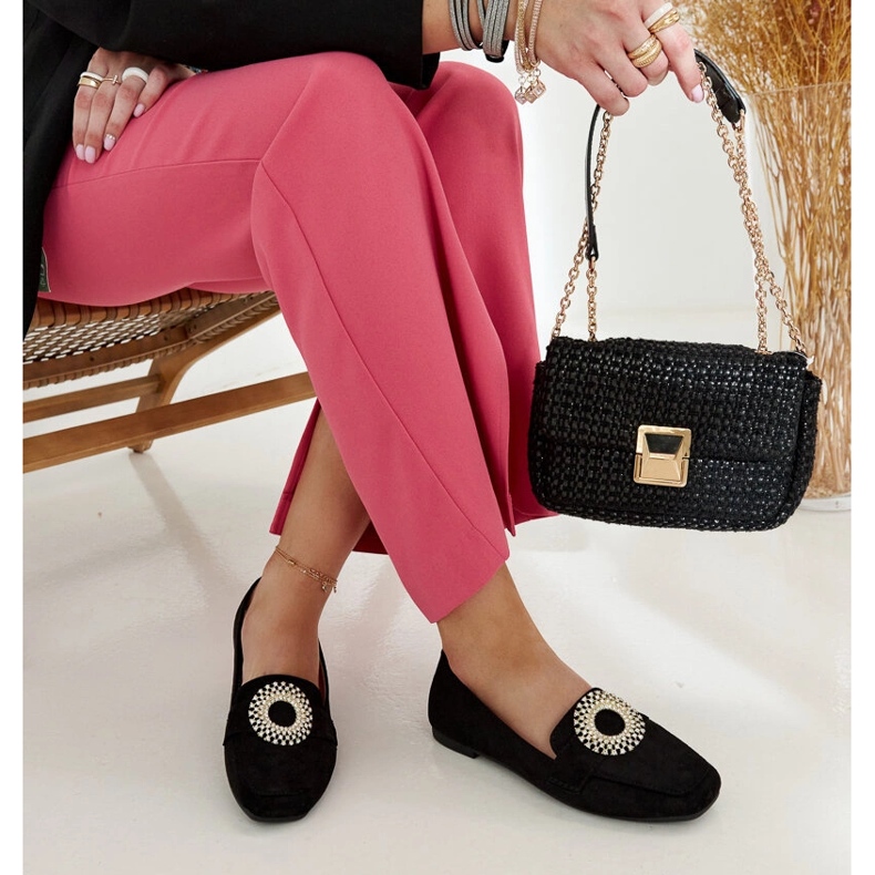 Mocassins noirs ornés de strass Celena 1