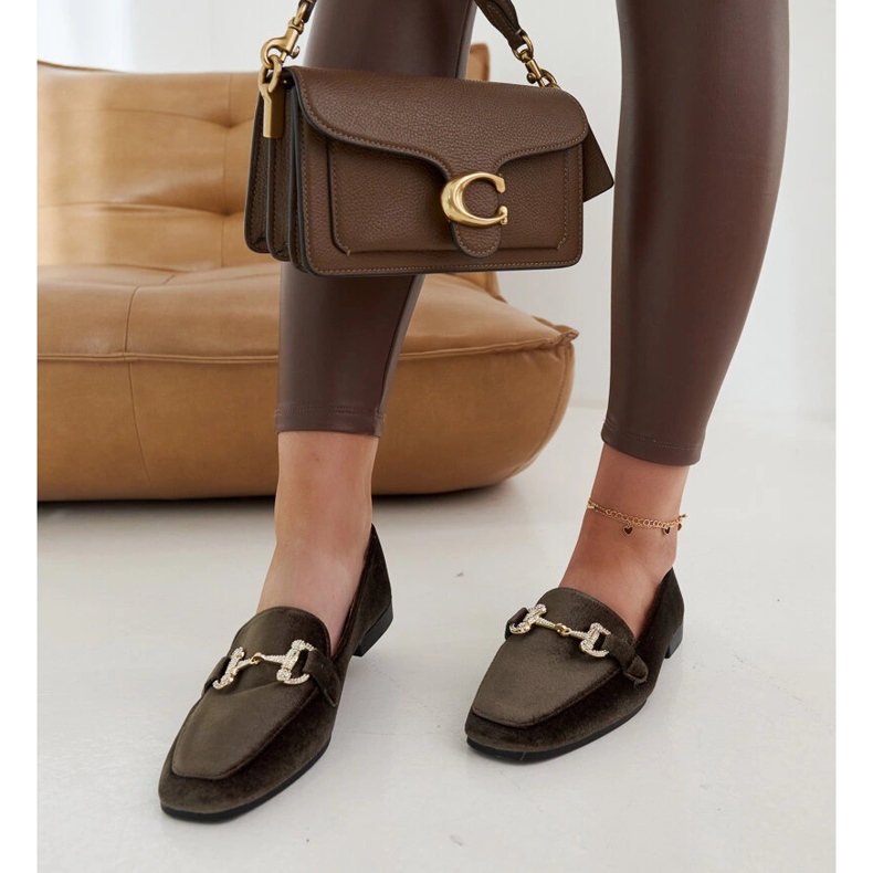 Mocassins en velours vert avec strass par Fabrizia 2