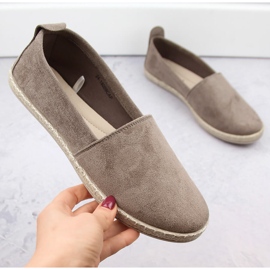 Espadrilles à enfiler en daim pour femme cappuccino Potocki W16009 beige 4