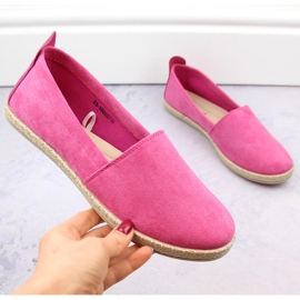 Espadrilles à enfiler en daim pour femme, rose Potocki W16009 4