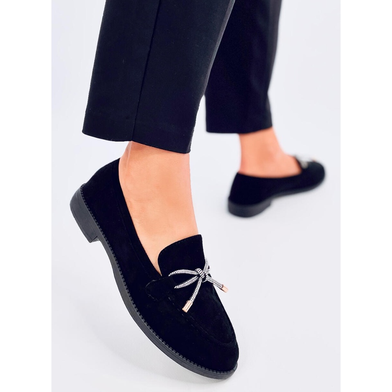 Mocassins femme Saras en daim noir 2