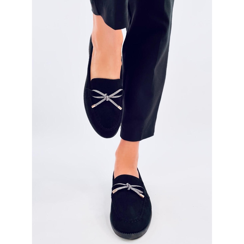 Mocassins femme Saras en daim noir le noir 1