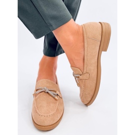 Mocassins femme Saras Camel en daim beige 2