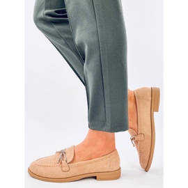 Mocassins femme Saras Camel en daim beige 3