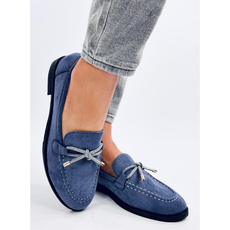 Mocassins femme en daim Saras Denim Blue bleu 2