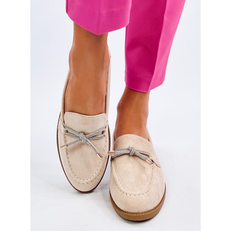 Saras Mocassins femme en daim beige 2