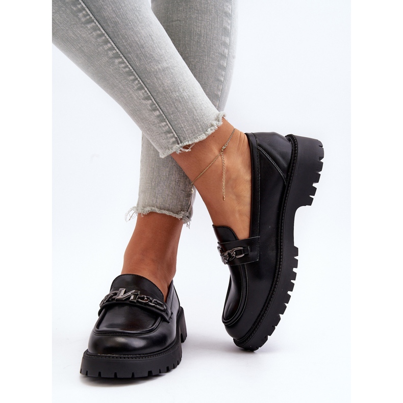 Vinceza Mocassins Femme Talon Plat Noir Ezoma 1
