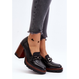 Vinceza Escarpins à talon haut massif avec décoration, Noir Oradna 2