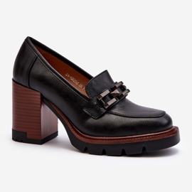 Vinceza Escarpins à talon haut massif avec décoration, Noir Oradna 1