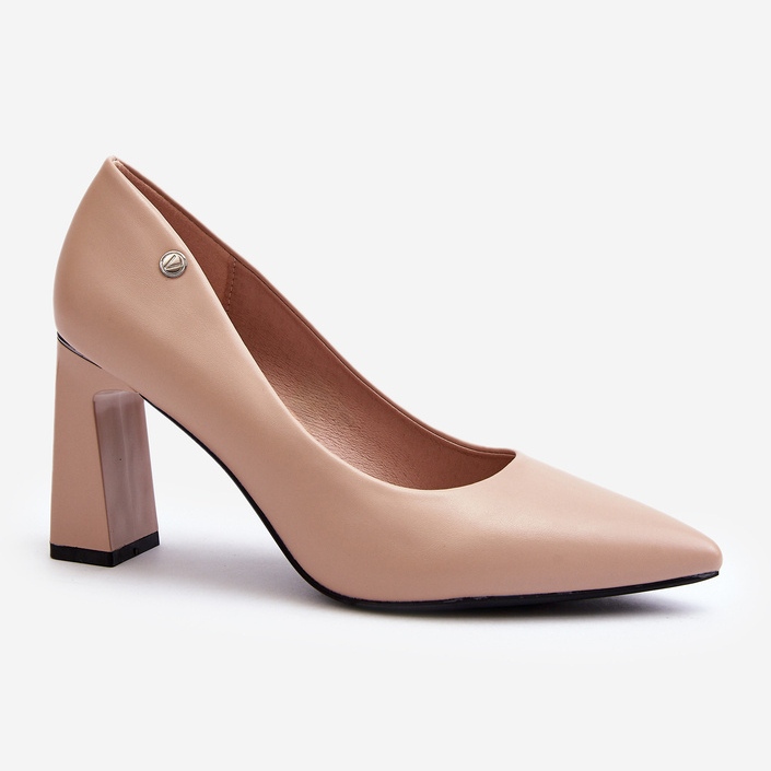 Vinceza Escarpins à talons hauts en cuir écologique beige Giseleni 1