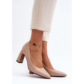 Vinceza Escarpins à talons hauts en cuir écologique beige Giseleni 2