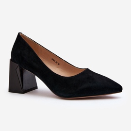 Vinceza Escarpins Alessyndra en daim noir sur talon haut le noir 1