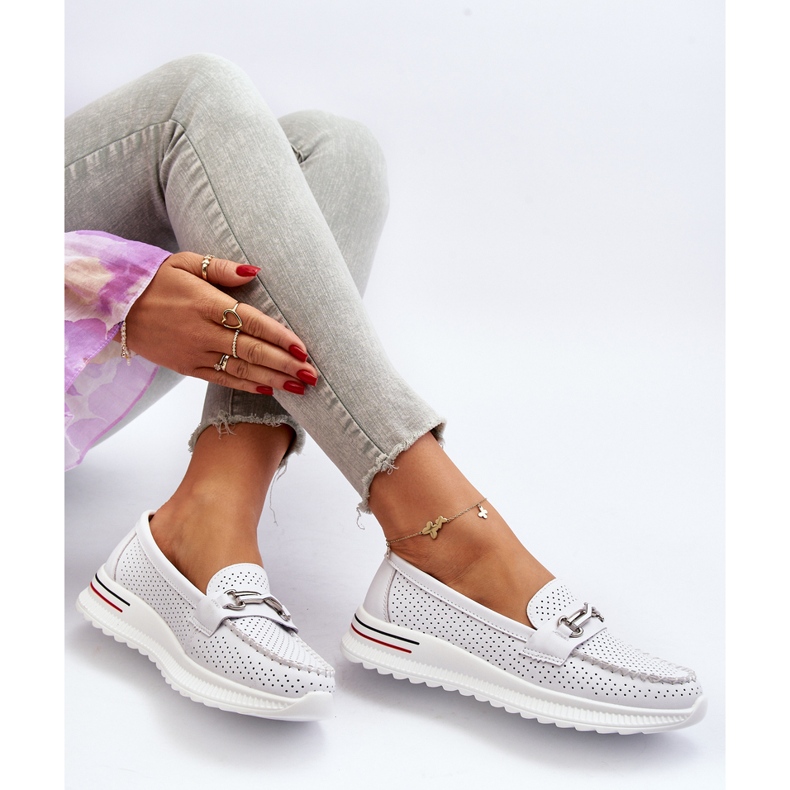 Vinceza Mocassins En Cuir Femme Blanc Veridinna 1