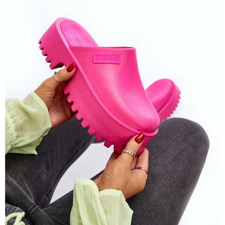Tongs pour femmes à semelle massive Big Star NN274019 Fuchsia rose 2