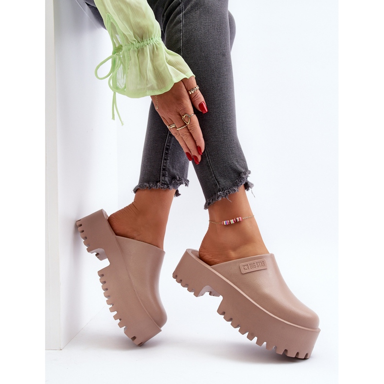 Tongs pour femmes à semelle massive Big Star NN274016 Beige 2