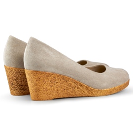 Escarpins compensés confortables en daim, chaussures compensées pour femmes beige 1