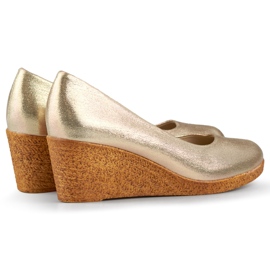 Escarpins compensés dorés - chaussures pour femmes avec un coin confortable d'or 1