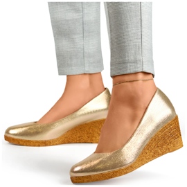 Escarpins compensés dorés - chaussures pour femmes avec un coin confortable d'or 4